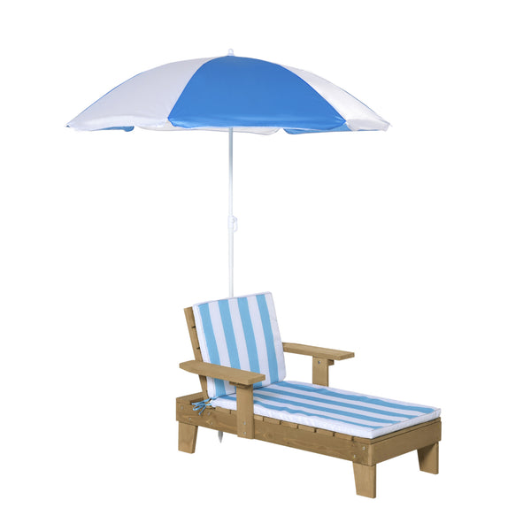 Transat Enfant 90x59x53 cm avec Parasol Bleu et Blanc prezzo