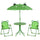 Ensemble table de jardin et 2 chaises pliantes pour enfants avec parapluie grenouille verte