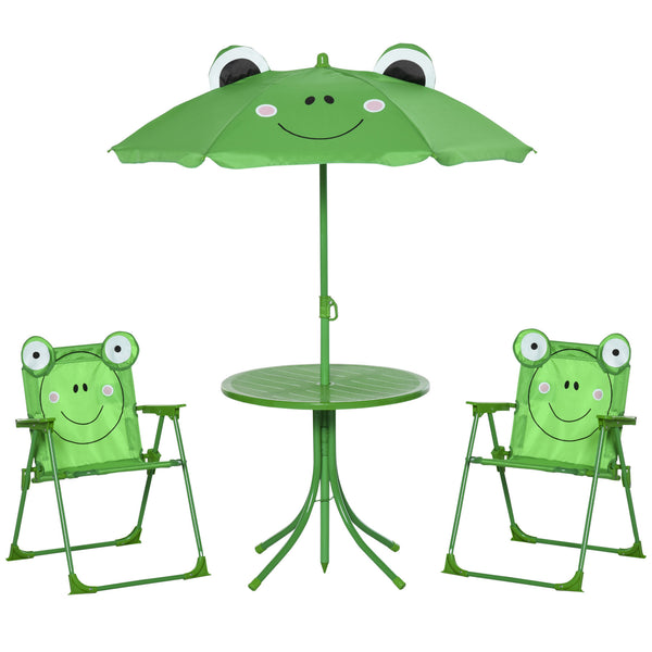 Ensemble table de jardin et 2 chaises pliantes pour enfants avec parapluie grenouille verte prezzo