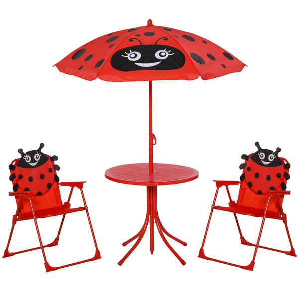 Ensemble table de jardin et 2 chaises pliantes enfant avec parapluie rouge coccinelle online