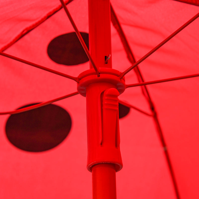 Set Tavolino e 2 Sedie Pieghevoli da Giardino per Bambini con Ombrello Rosso Coccinella-8