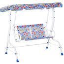 Dondolo 2 Posti per Bambini 110x70x110 cm in Metallo e Poliestere Blu-1