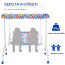 Dondolo 2 Posti per Bambini 110x70x110 cm in Metallo e Poliestere Blu-4