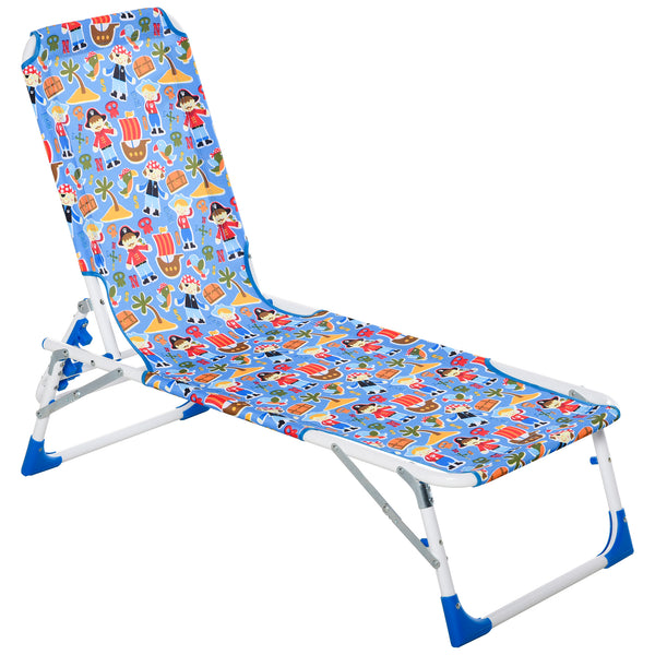 prezzo Transat enfant pliant 118x40x24 cm en métal et polyester bleu clair