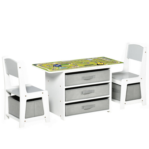 Set de table avec 2 chaises pour enfant en MDF blanc et gris online