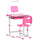 Bureau d'école avec chaise pour enfants avec lampe LED et pupitre rose