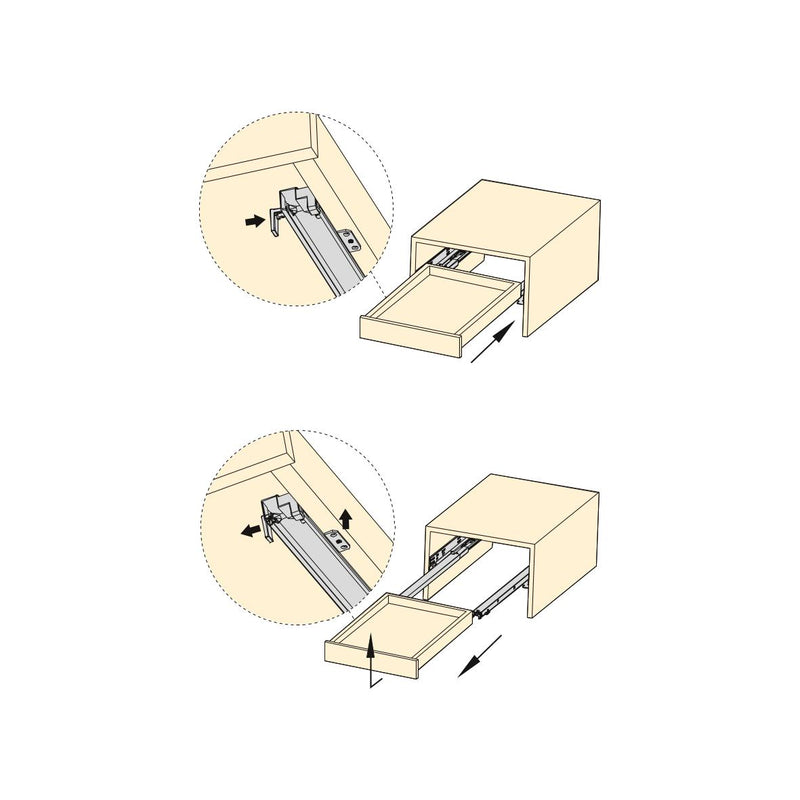 Guide a Scomparsa Silver per Cassetti ad Estrazione Totale P500 Zincato Bianco Acciaio Emuca-3