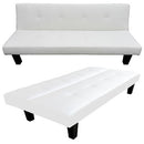 Divano Letto 3 Posti Reclinabile Divanoletto Prontletto in Similpelle Bianco Crema-1