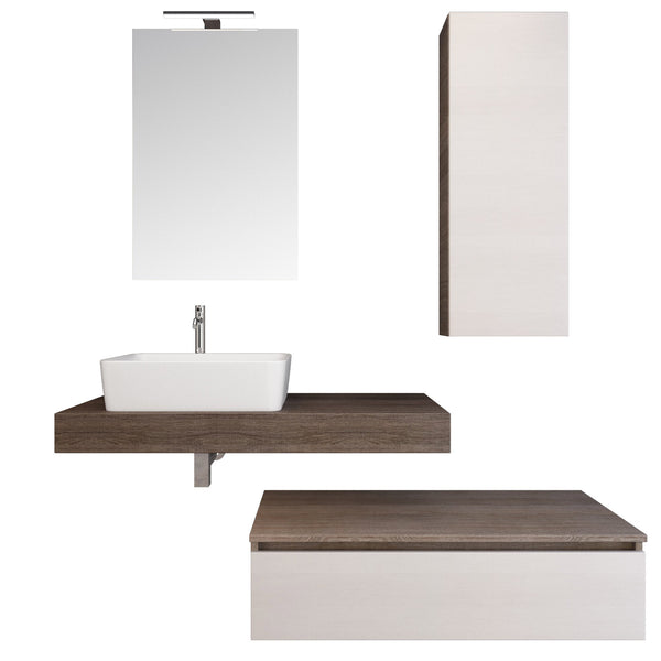 Meuble de Salle de Bain Suspendu 100-140 cm Miroir Lavabo et 2 Unités Murales Bonussi Ansel acquista