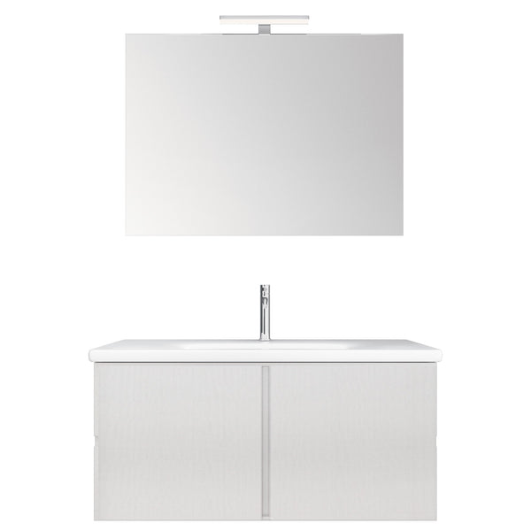 acquista Meuble de Salle de Bain Suspendu 80 cm Bonussi Ansel Lavabo et Miroir en Mélèze Blanc