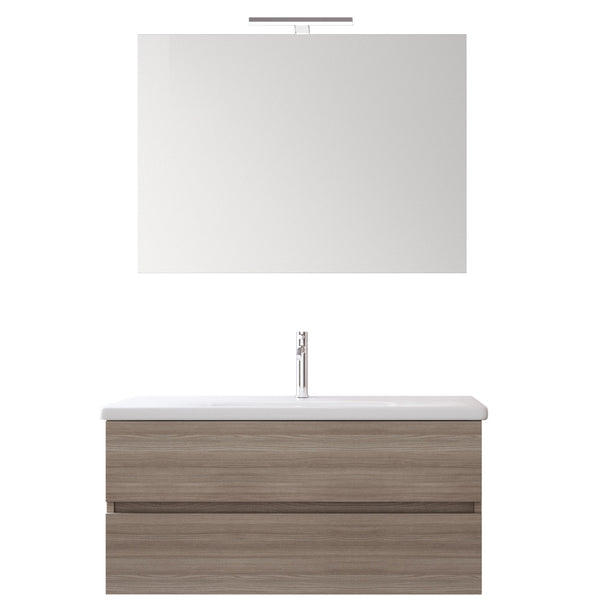 Meuble de Salle de Bain Suspendu 100 cm Bonussi Mendel Olmo Terra Lavabo et Miroir acquista