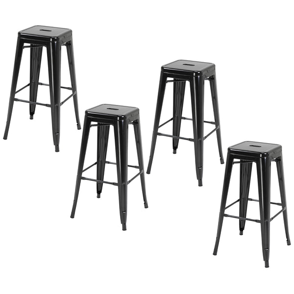 Lot de 4 tabourets de bar 43x43x76 cm avec repose-pieds en métal noir sconto