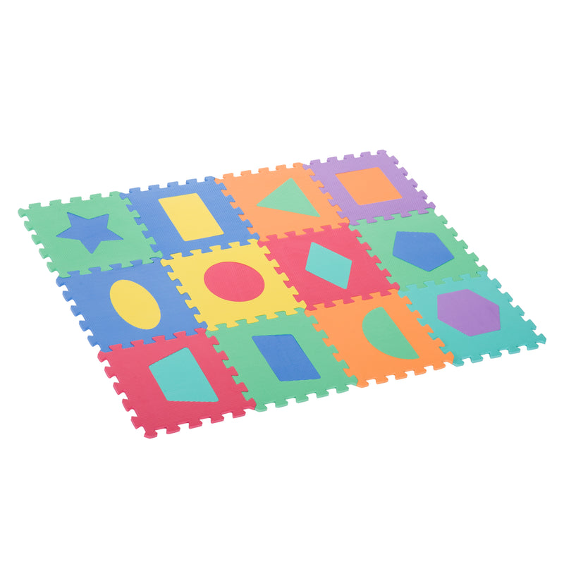 Tappeto per Bambini Puzzle Forme Geometriche 12 Tessere 31x31 cm Colorato -5