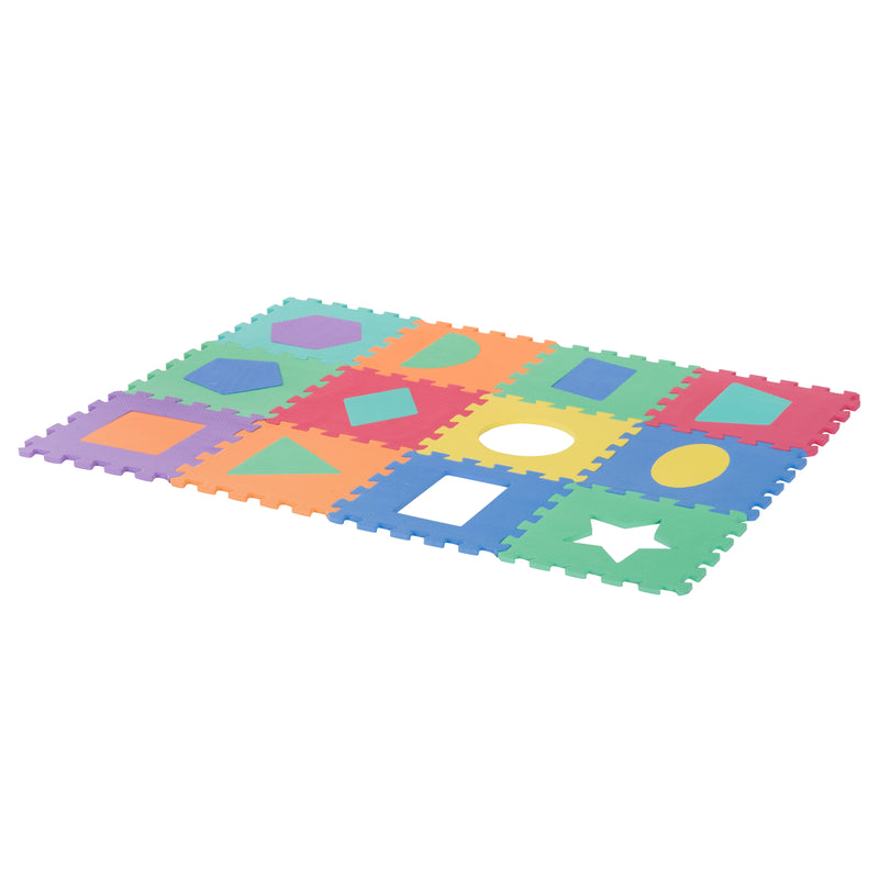 Tappeto per Bambini Puzzle Forme Geometriche 12 Tessere 31x31 cm Colorato -7