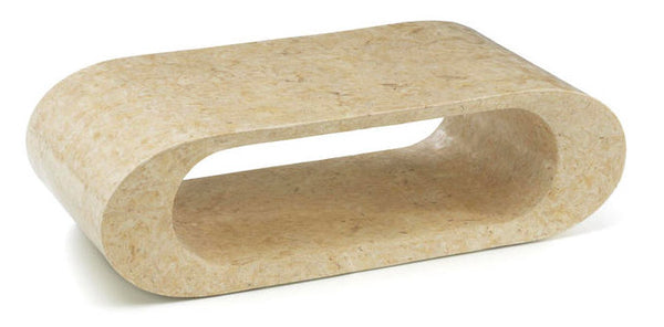 acquista Table basse 62x120xH35 cm en pierre fossile Beige Sandu