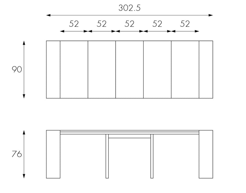 Consolle Allungabile 90x42,5/302,5xH76 cm in Mdf laccato Pinocchio Tortora-5