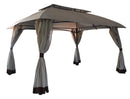 Gazebo da Giardino 4x3m in Acciaio e Poliestere Beige-1