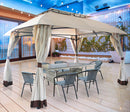 Gazebo da Giardino 4x3m in Acciaio e Poliestere Beige-2