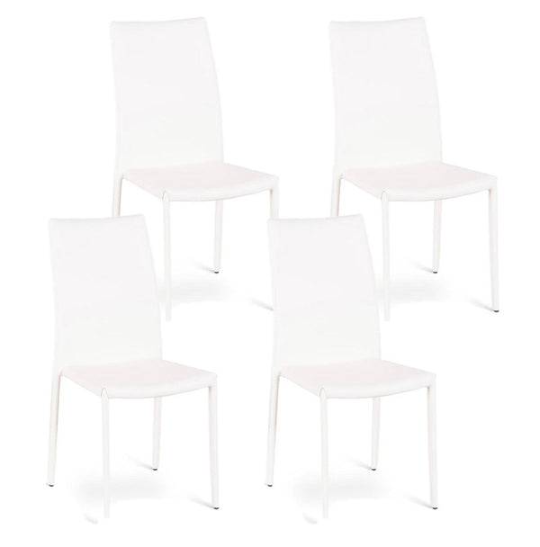 online Lot de 4 chaises 42x41xH95 cm en simili cuir blanc Kitty