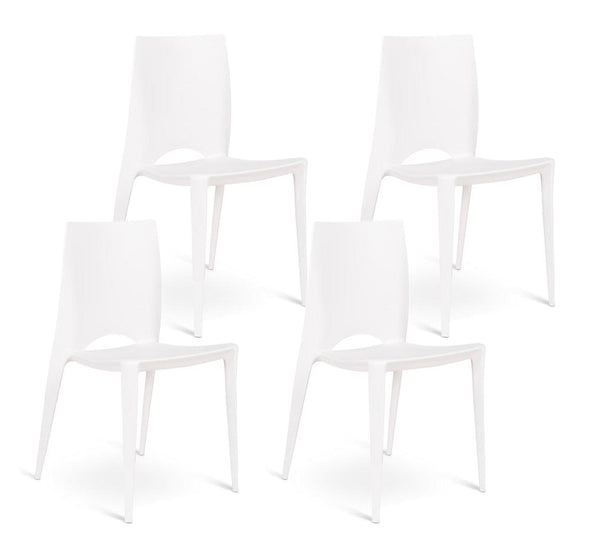 online Lot de 4 chaises 41x44xH84 cm en polypropylène Denise Blanc