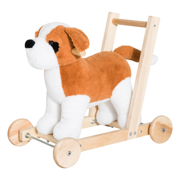 Chien à chevaucher pour enfant avec sons en bois et peluche sconto