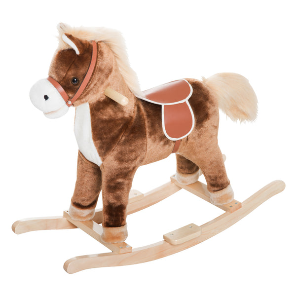 Cheval à Bascule en Peluche et Bois Marron acquista