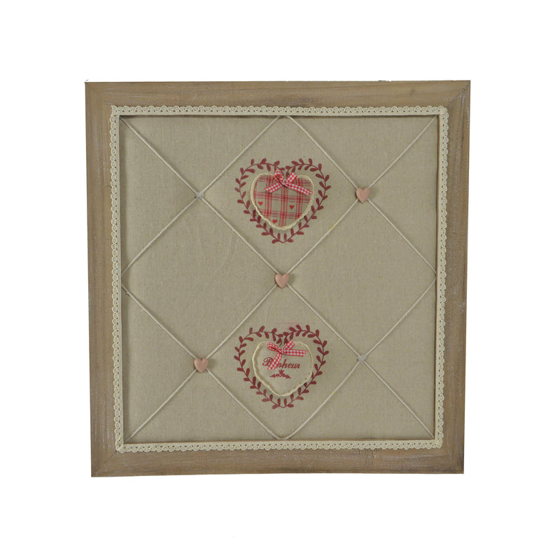 Portamemo in legno con stoffa rouge quadro cm 47x47x7-1