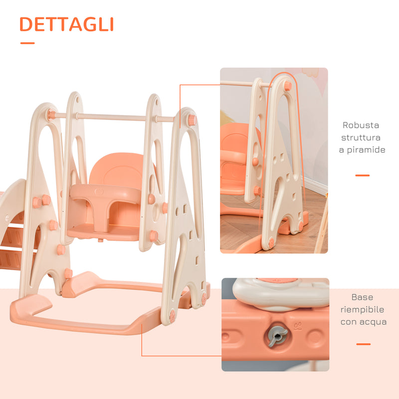 Scivolo per Bambini 158x117x97 cm con Altalena e Canestro Beige-7