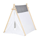 Tenda Indiana per Bambini 130x111x136 cm in Legno e Poliestere Grigia e Bianca-1