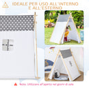 Tenda Indiana per Bambini 130x111x136 cm in Legno e Poliestere Grigia e Bianca-4