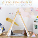 Tenda Indiana per Bambini 130x111x136 cm in Legno e Poliestere Grigia e Bianca-7