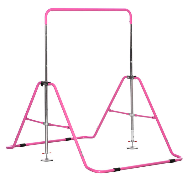 Barre de Traction Enfant 148x105x88-128 cm 4 Hauteurs Réglables en Acier Rose sconto