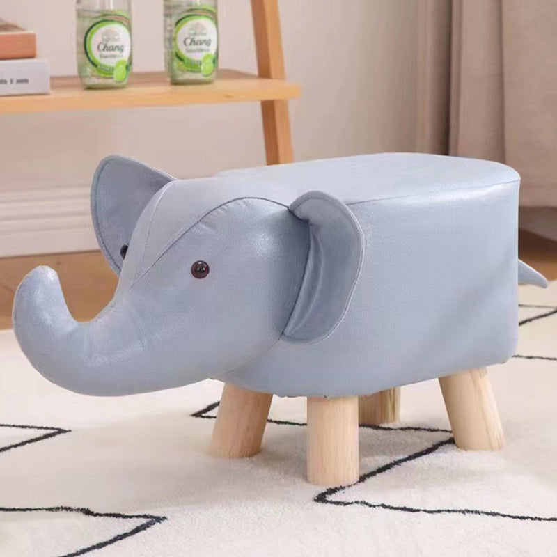 Sgabello Poggiapiedi Basso per Bambini a Forma di Elefante Pouf Blu-1