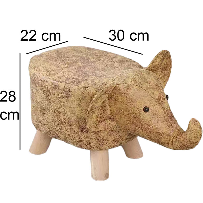 Sgabello Poggiapiedi Basso per Bambini a Forma di Elefante Pouf Marrone-4