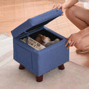 Pouf Contenitore Sgabello Multiuso in Tessuto Blu-4