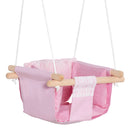 Seggiolino Altalena per Bambini 40x40x180 cm in Legno e Tessuto Rosa-1