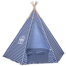 Casetta Tenda Indiana per Bambini 2x2x1,7m in Poliestere e Legno Blu-1