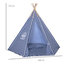 Casetta Tenda Indiana per Bambini 2x2x1,7m in Poliestere e Legno Blu-3