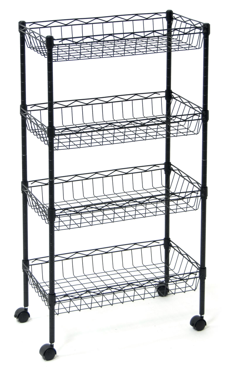 Carrello da Cucina 45x25x85 cm 4 Ceste in Metallo Fumer Derby Nero-1