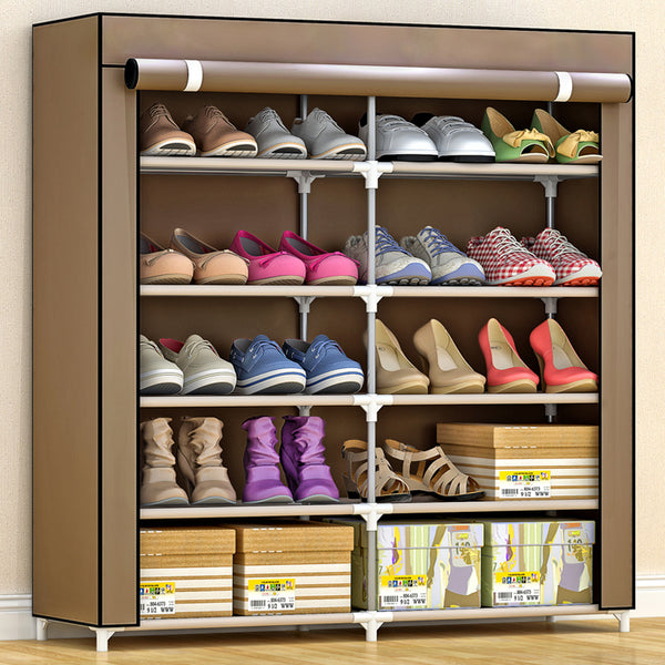 Etagère à chaussures de camping 5 étagères 90x30x90 cm en TNT Marron sconto