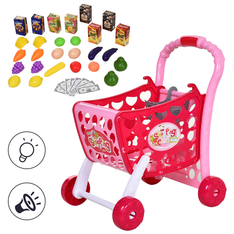 Carrello Giocattolo Spesa per Bambini 41,5x33,5x48,5 cm  Rosa-1