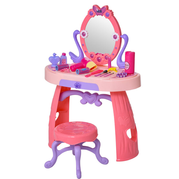 Miroir de jouet de station de maquillage pour des enfants avec le tabouret rose acquista