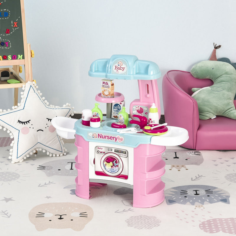 Postazione Bagno Giocattolo per Bambini con 25 Accessori  Azzurro e Rosa-2