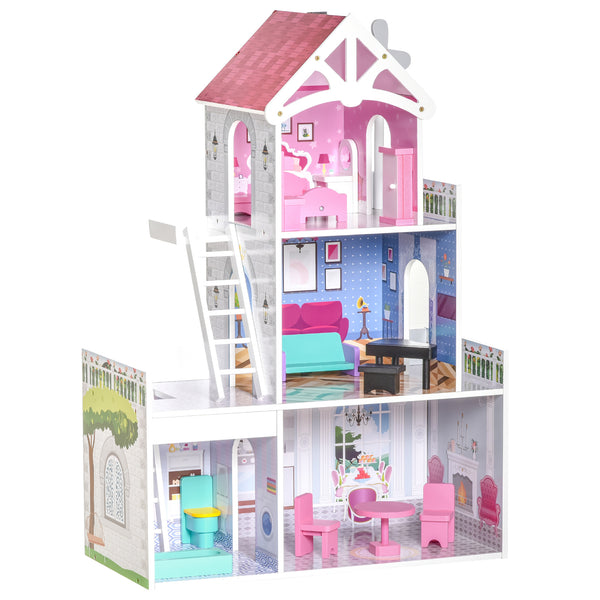 Maison de poupée 3 étages 60x29x85 cm en bois rose prezzo