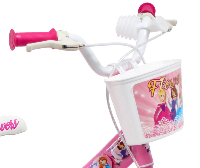 Bicicletta per Bambina 12" 2 Freni Flowers Rosa-2