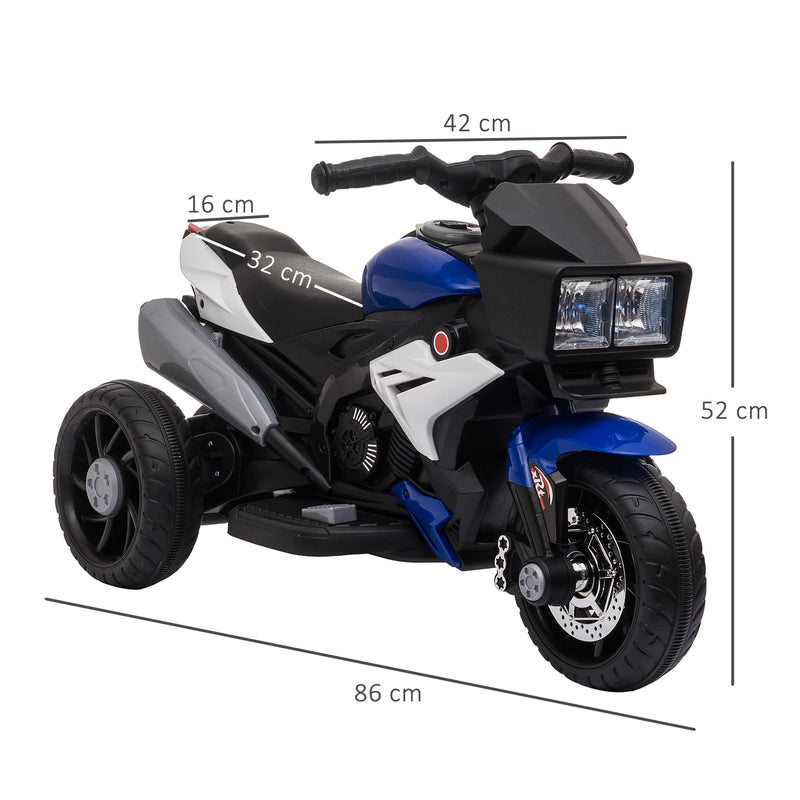 Moto Elettrica per Bambini 6V 3 Ruote Nera e Blu-3