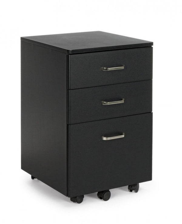 sconto Commode 3 Tiroirs Noir en Bois Nadir