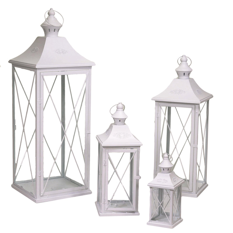 Set 4 Lanterne in Metallo bianco quadro-1