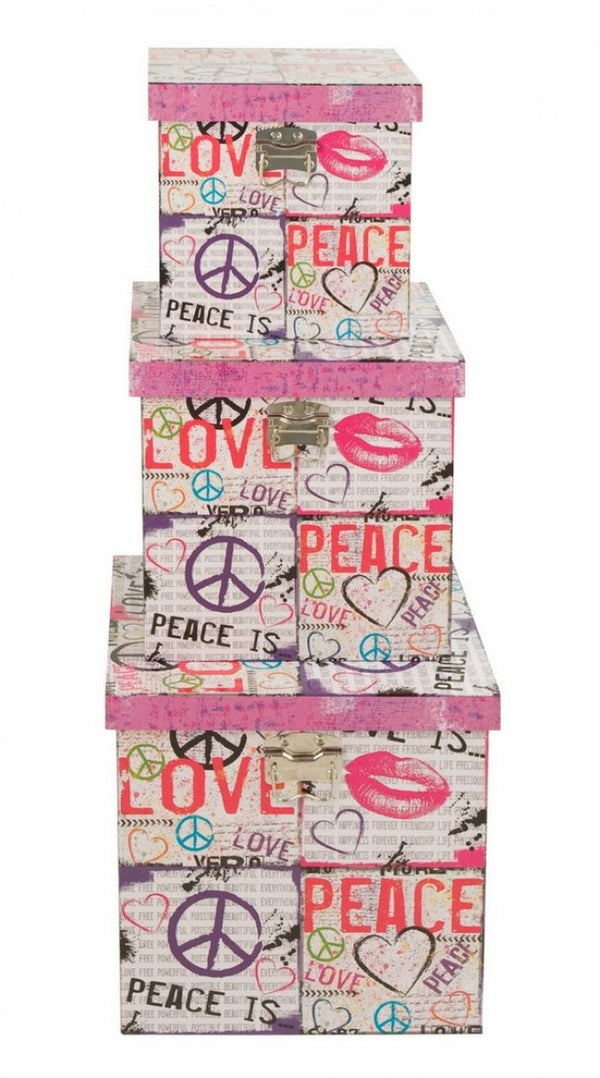 Set de 3 Boîtes Carrées Peace 136 en Mdf online