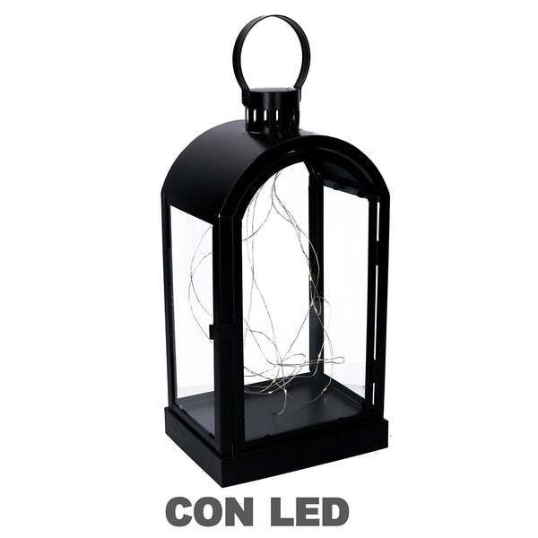 Lanterne avec Led en Métal noir cm 20,2x15,2xh38,5/46 acquista